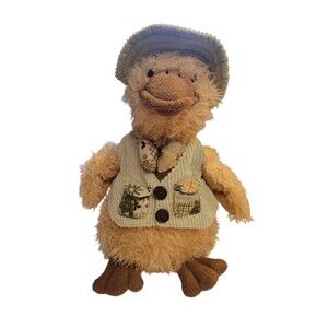 Dakin Country Spring Goose Plush in Patchwork Hat Bowtie Vest 14" Medium Boy